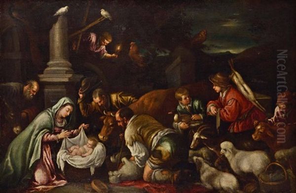 Anbetung Der Hirten Oil Painting by Jacopo Bassano (Jacopo da Ponte)