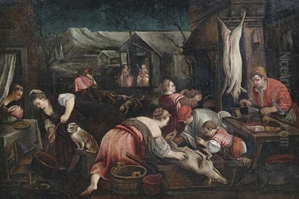 Allegorie Des Winters Oil Painting by Jacopo Bassano (Jacopo da Ponte)
