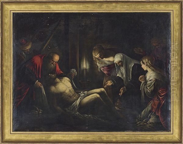 Deposizione Dalla Croce E Compiato Sul Cristo Morto Oil Painting by Jacopo Bassano (Jacopo da Ponte)