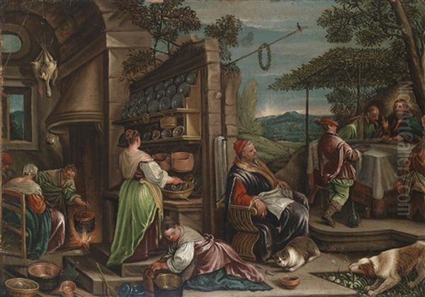 Das Gastmahl Zu Emmaus Oil Painting by Jacopo Bassano (Jacopo da Ponte)