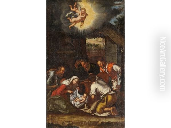 The Adoration Of The Shepherds Oil Painting by Jacopo Bassano (Jacopo da Ponte)