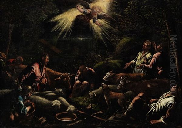 Die Verkundigung An Die Hirten Oil Painting by Jacopo Bassano (Jacopo da Ponte)