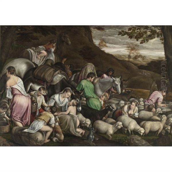 Jacob's Journey Oil Painting by Jacopo Bassano (Jacopo da Ponte)