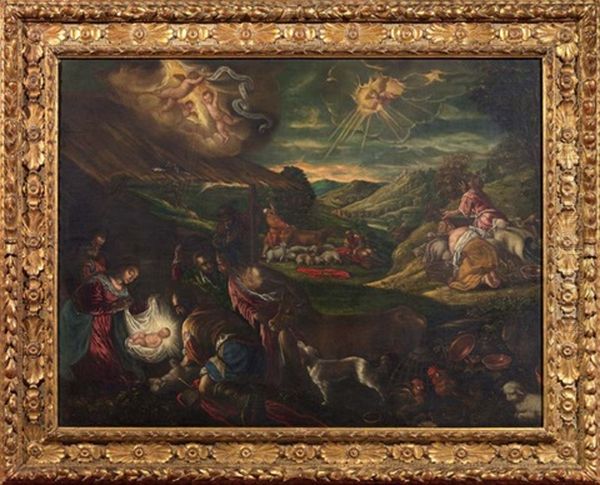 Nativita Oil Painting by Jacopo Bassano (Jacopo da Ponte)