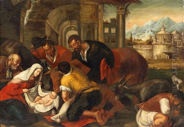 Anbetung Der Hirten Oil Painting by Jacopo Bassano (Jacopo da Ponte)