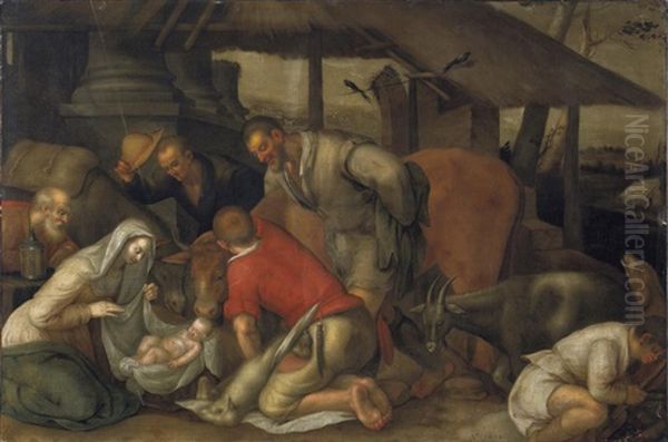Anbetung Der Hirten Oil Painting by Jacopo Bassano (Jacopo da Ponte)