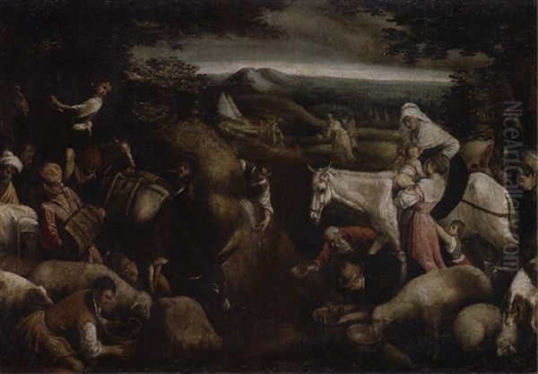 Die Israeliten Trinken Das Wunderbare Wasser Oil Painting by Jacopo Bassano (Jacopo da Ponte)