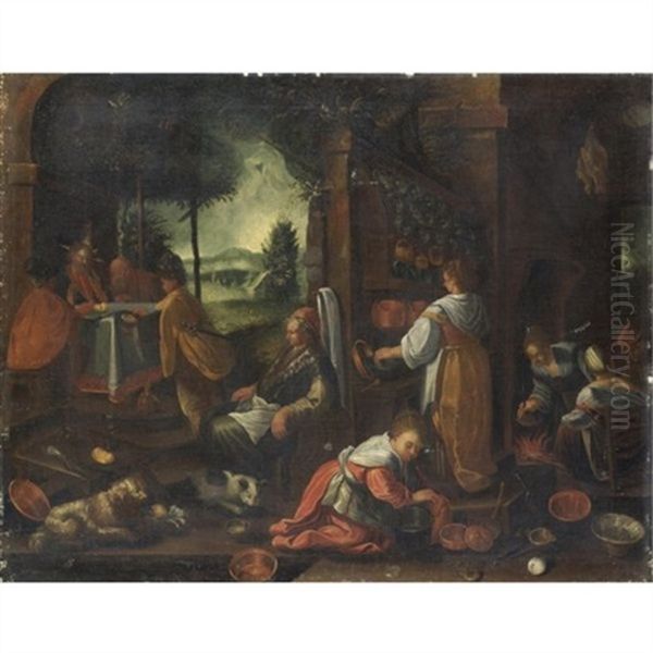 Cena In Emmaus Oil Painting by Jacopo Bassano (Jacopo da Ponte)