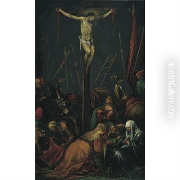 The Crucifixion Oil Painting by Jacopo Bassano (Jacopo da Ponte)