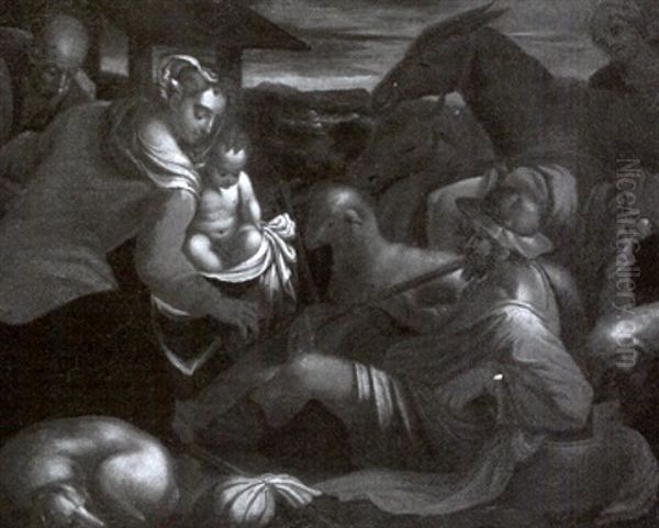 Adoration Of The Shepherds Oil Painting by Jacopo Bassano (Jacopo da Ponte)
