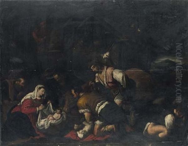 Adorazione Dei Pastori Oil Painting by Jacopo Bassano (Jacopo da Ponte)