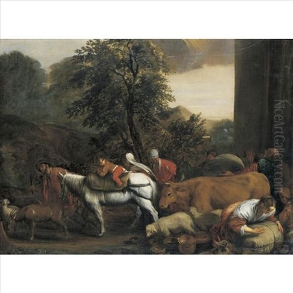 Jacob's Journey To Canaan Oil Painting by Jacopo Bassano (Jacopo da Ponte)