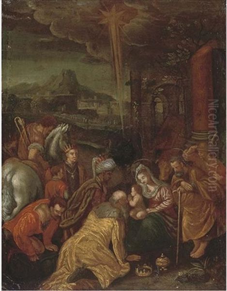 The Adoration Of The Magi Oil Painting by Jacopo Bassano (Jacopo da Ponte)