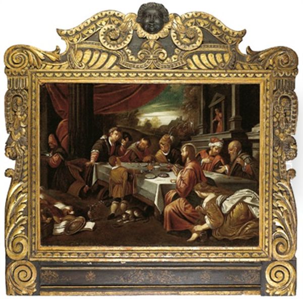 La Cena In Casa Di Simone Oil Painting by Jacopo Bassano (Jacopo da Ponte)