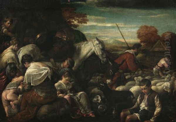 Hirtenszene Oil Painting by Jacopo Bassano (Jacopo da Ponte)