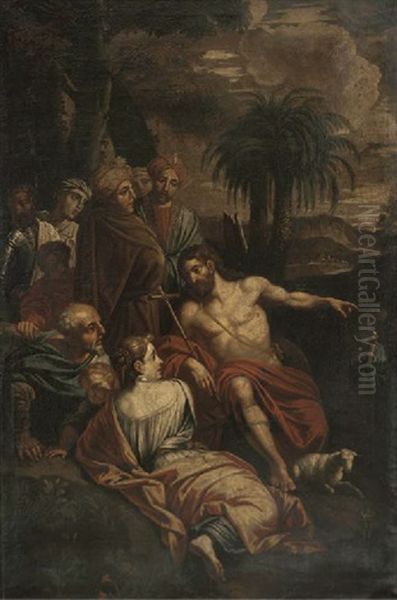 Saint John The Baptist Preaching To The Multitude Oil Painting by Jacopo Bassano (Jacopo da Ponte)