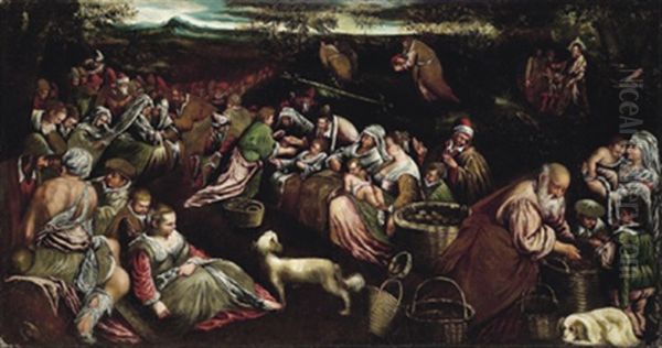 Die Speisung Der Funftausend Oil Painting by Jacopo Bassano (Jacopo da Ponte)