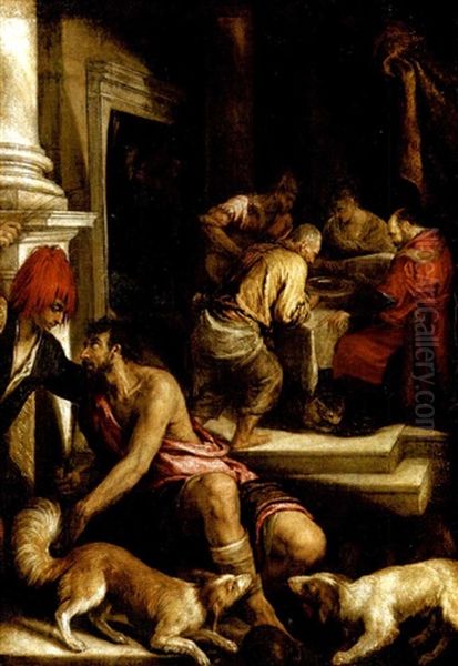 The Parable Of Dives And Lazarus Oil Painting by Jacopo Bassano (Jacopo da Ponte)