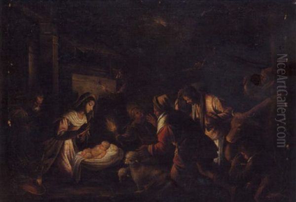 Adorazione Dei Pastori Oil Painting by Jacopo Bassano (Jacopo da Ponte)