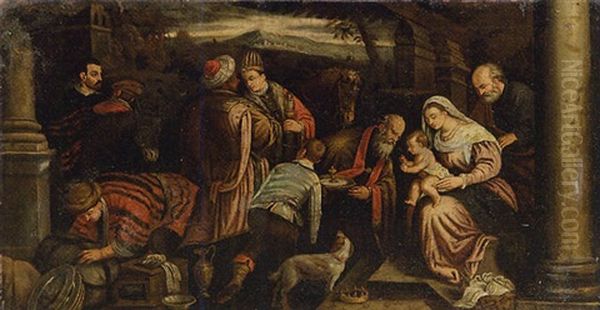 Adorazione Dei Magi Oil Painting by Jacopo Bassano (Jacopo da Ponte)