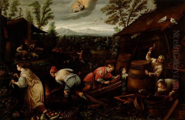 I Tunnbindarens Verkstad Oil Painting by Jacopo Bassano (Jacopo da Ponte)