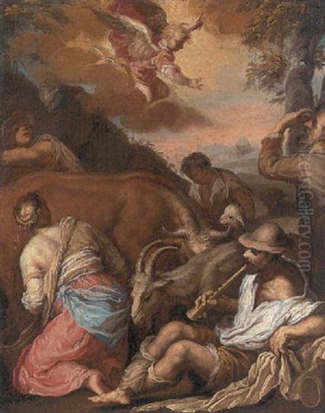 The Annunciation To The Shepherds Oil Painting by Jacopo Bassano (Jacopo da Ponte)