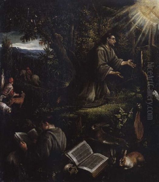 Die Stigmatisation Des Hl. Franz Von Assisi Oil Painting by Jacopo Bassano (Jacopo da Ponte)