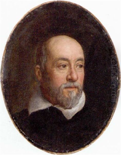 Portrait Of A Gentleman In A Black Jacket And A White Shirt Oil Painting by Jacopo Bassano (Jacopo da Ponte)