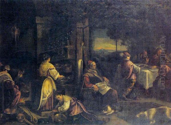Le Repas Chez Les Pelerins D'emmaus Oil Painting by Jacopo Bassano (Jacopo da Ponte)