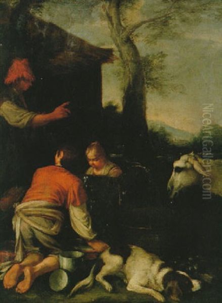 Bondfamilj Oil Painting by Jacopo Bassano (Jacopo da Ponte)