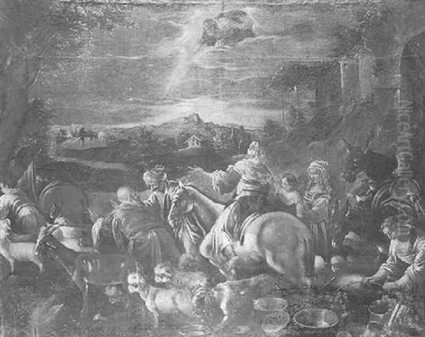 Le Depart D'abraham Pour Canaan Oil Painting by Jacopo Bassano (Jacopo da Ponte)
