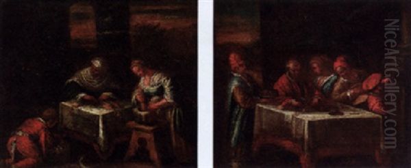 Servants Preparing Food In A Parlour Oil Painting by Jacopo Bassano (Jacopo da Ponte)