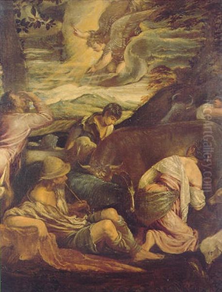 The Annunciation Of The Shepherds Oil Painting by Jacopo Bassano (Jacopo da Ponte)