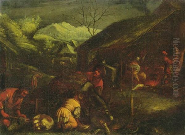 Der Winter Oil Painting by Jacopo Bassano (Jacopo da Ponte)