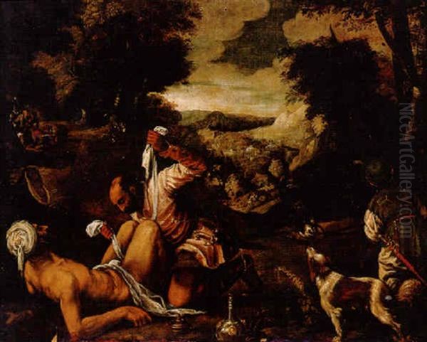 El Buen Samaritano Oil Painting by Jacopo Bassano (Jacopo da Ponte)