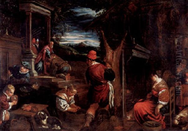 Die Ruckkehr Des Verlorenen Sohnes Oil Painting by Jacopo Bassano (Jacopo da Ponte)