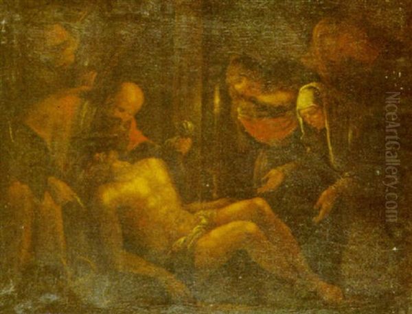 Llanto Sobre El Cuerpo De Cristo Oil Painting by Jacopo Bassano (Jacopo da Ponte)