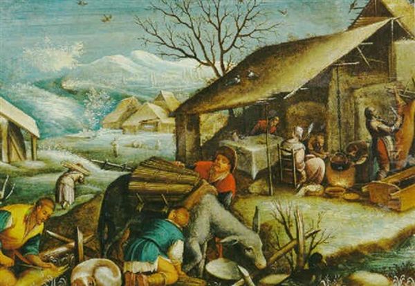 Les Quatre Saisons Oil Painting by Jacopo Bassano (Jacopo da Ponte)