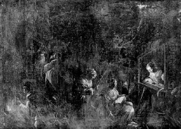 Les Fileuses Oil Painting by Jacopo Bassano (Jacopo da Ponte)