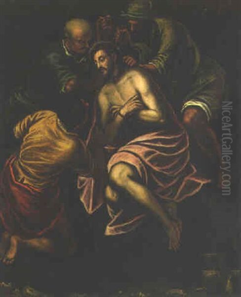 The Mocking Of Christ Oil Painting by Jacopo Bassano (Jacopo da Ponte)