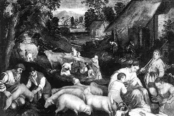 Der Sommer Oil Painting by Jacopo Bassano (Jacopo da Ponte)