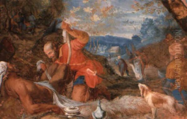 Der Barmherzige Samariter Oil Painting by Jacopo Bassano (Jacopo da Ponte)