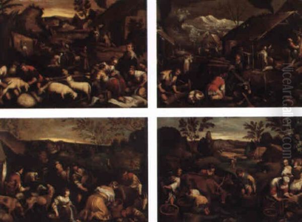 Les Quatre Saisons Oil Painting by Jacopo Bassano (Jacopo da Ponte)