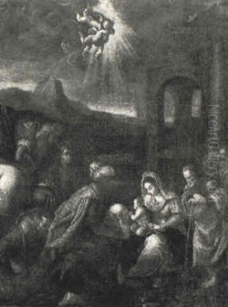 The Adoration Of The Magi Oil Painting by Jacopo Bassano (Jacopo da Ponte)