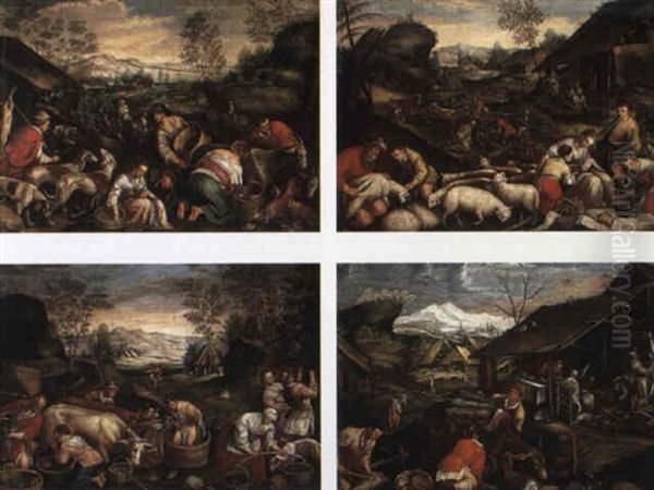 The Four Seasons Oil Painting by Jacopo Bassano (Jacopo da Ponte)