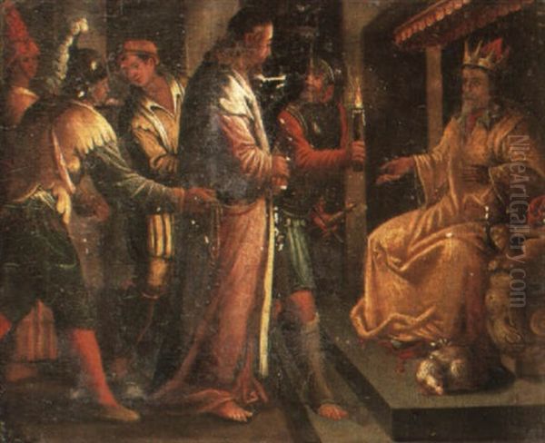 Christ Before Pilate Oil Painting by Jacopo Bassano (Jacopo da Ponte)