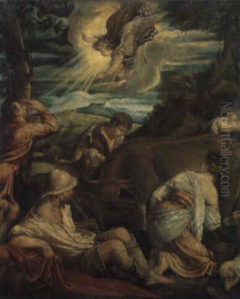L'annuncio Ai Pastori Oil Painting by Jacopo Bassano (Jacopo da Ponte)