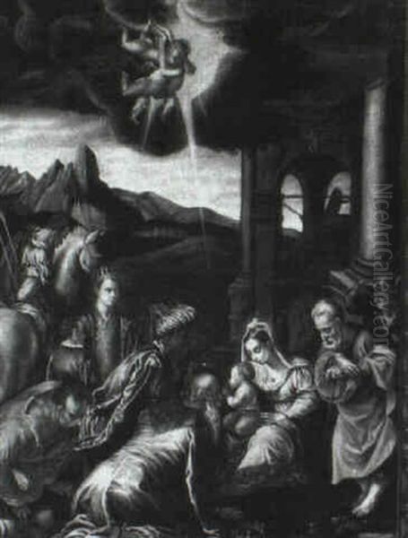 The Adoration Of The Magi Oil Painting by Jacopo Bassano (Jacopo da Ponte)