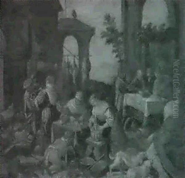 Le Festin Oil Painting by Jacopo Bassano (Jacopo da Ponte)