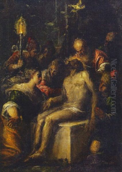The Entombment Oil Painting by Jacopo Bassano (Jacopo da Ponte)